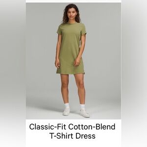 Lululemon Athletica Bronze Green Classic-Fit Cotton-Blend T-Shirt Dress - 12